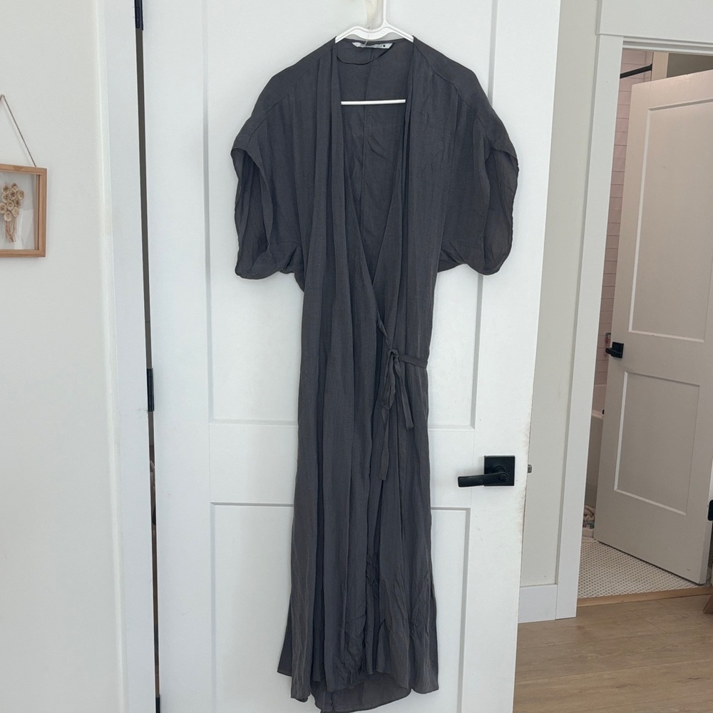 Zara Dark Gray Wrap Maxi Dress